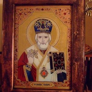 Icoană pe sticlă Sfântul Ierarh Nicolae