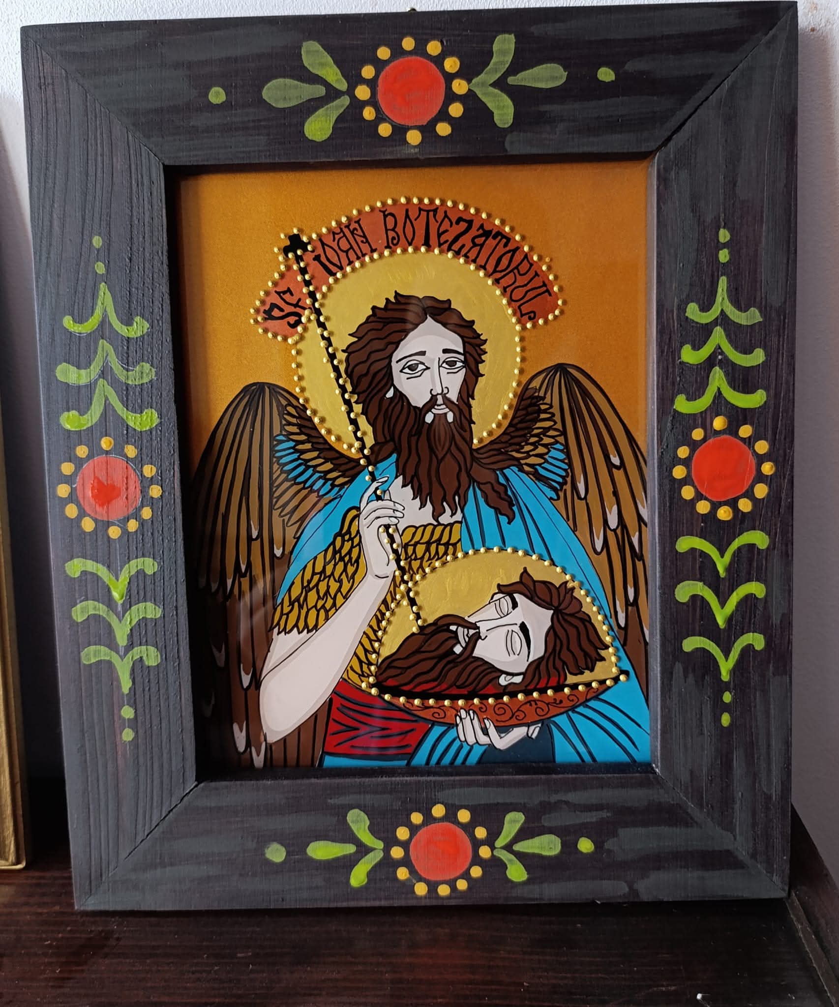Icoană pe sticlă Sfântul Ioan Botezătorul