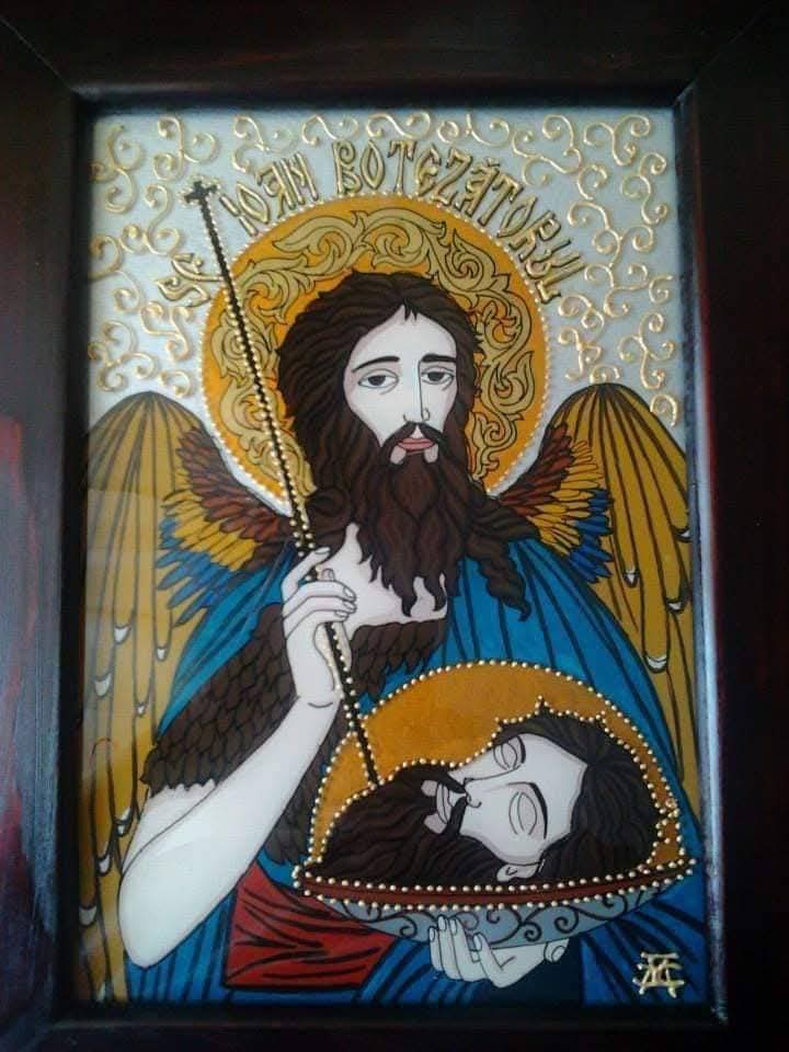 Icoană pe sticlă Sfântul Ioan Botezătorul - imagine 4